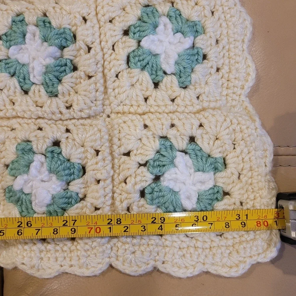 Handmade Granny Square Crocheted Lap Blanket 32x30 Soft‎ Yarn Afghan Baby